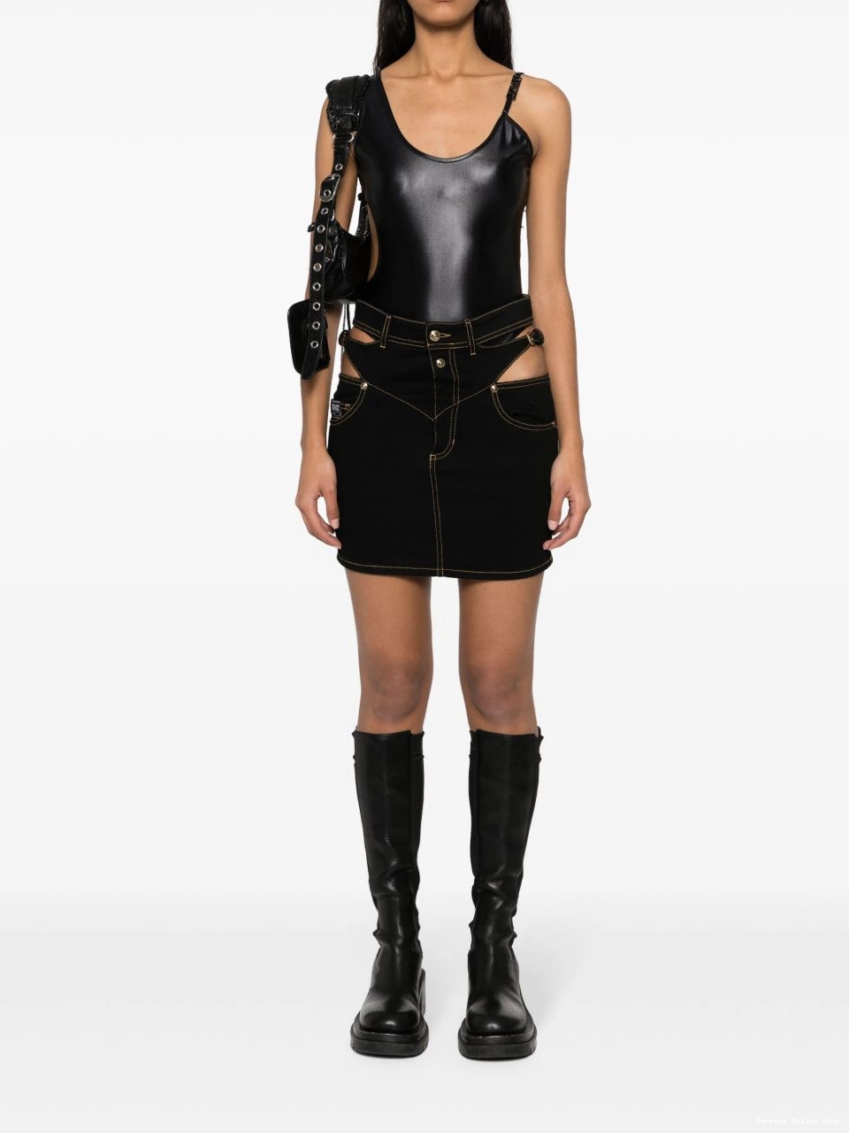 Cheap Women Couture bodysuit Jeans Versace logo-lettering 0811